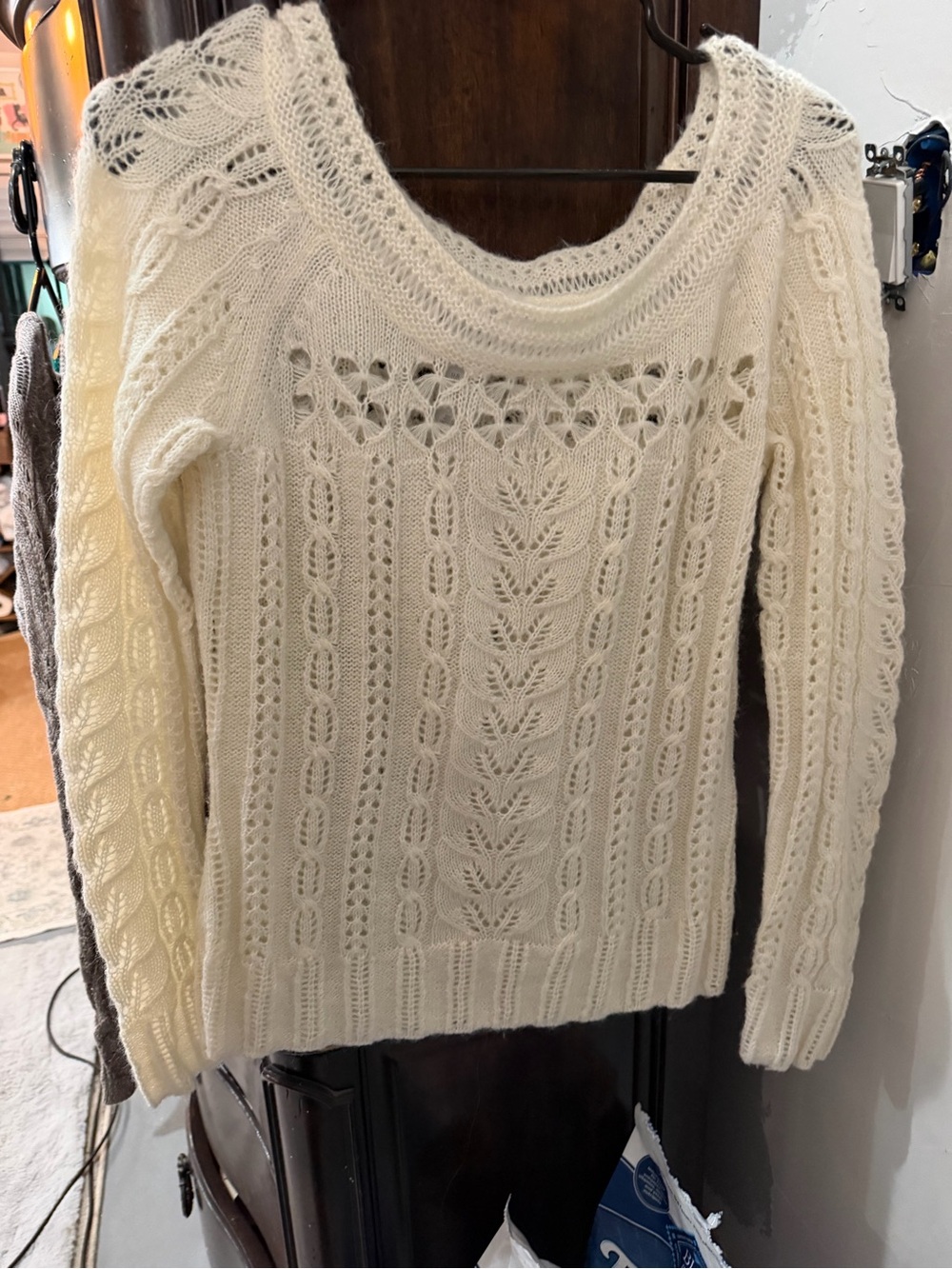 DKNY Cream Cable-Knit Turtleneck Sweater